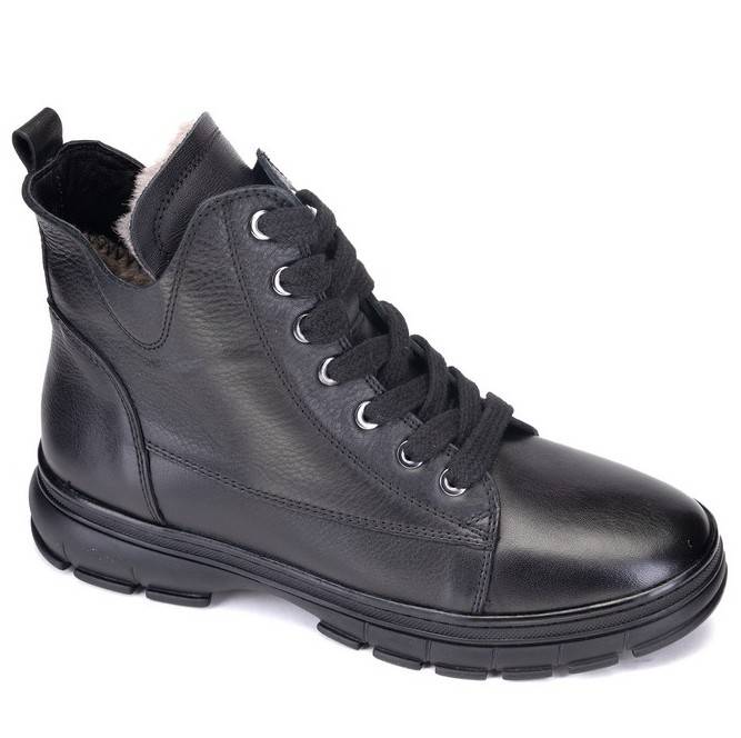 Ботинки жен. 108643-black-barney-3 кожа-шерсть черный